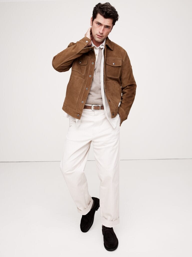 Banana Republic Suede Trucker Jacket