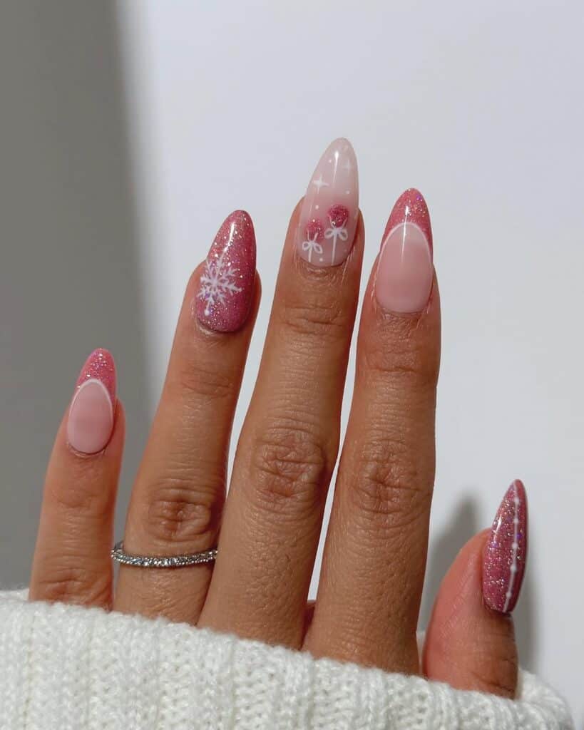 Pink Christmas Manicure