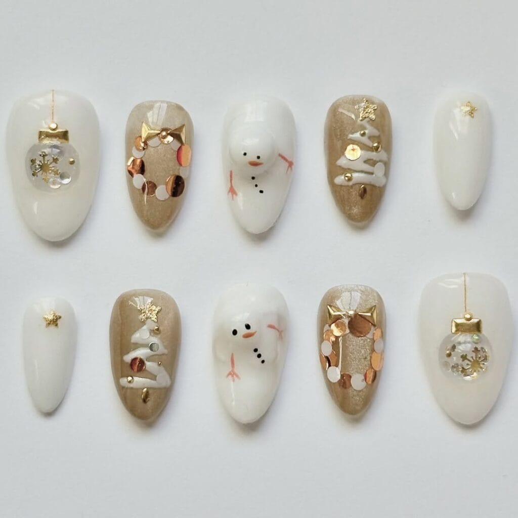 Snowman Christmas Manicure