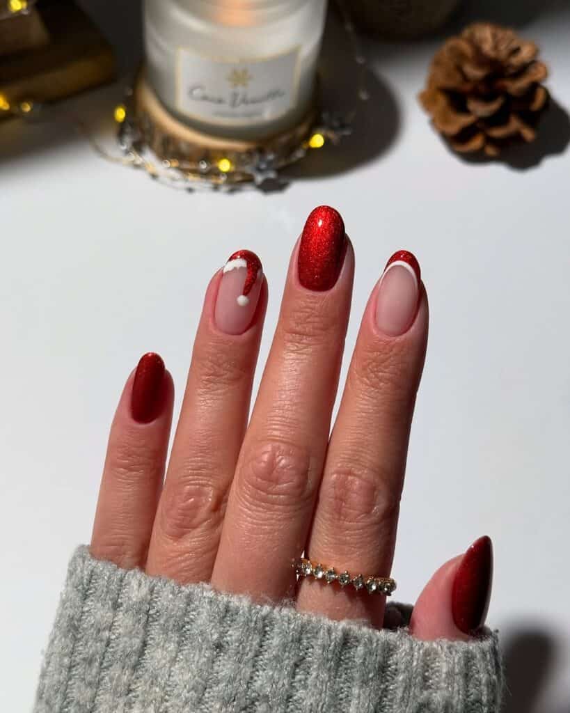 Santa Hat Nails