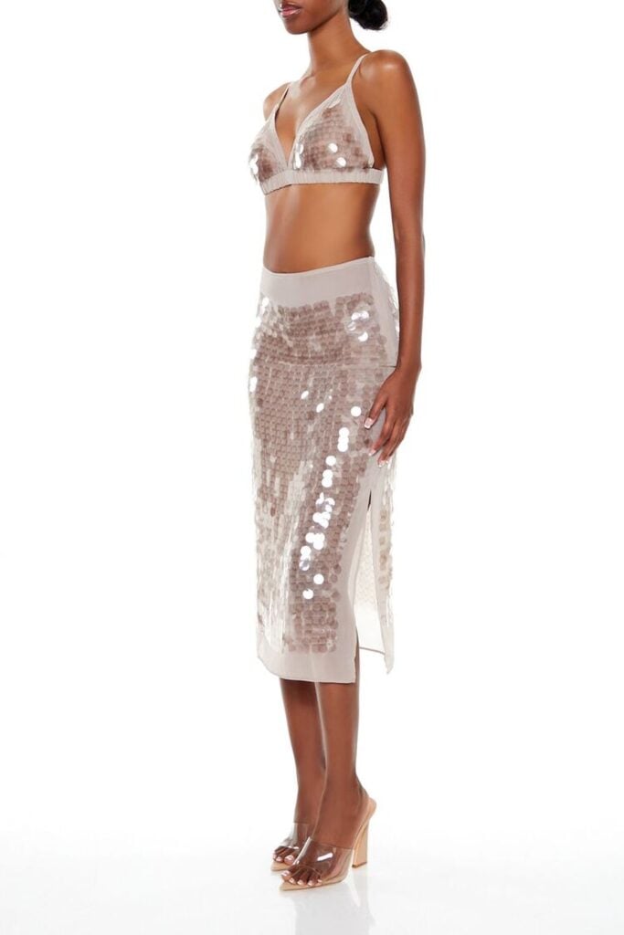 Forever 21 Sheer Sequin Midi Skirt