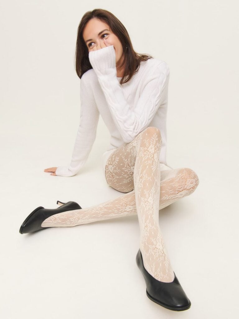 Reformation Swedish Stockings Rosa Lace Tights