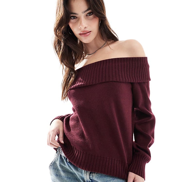 asos Stradivarius off-the-shoulder knit top