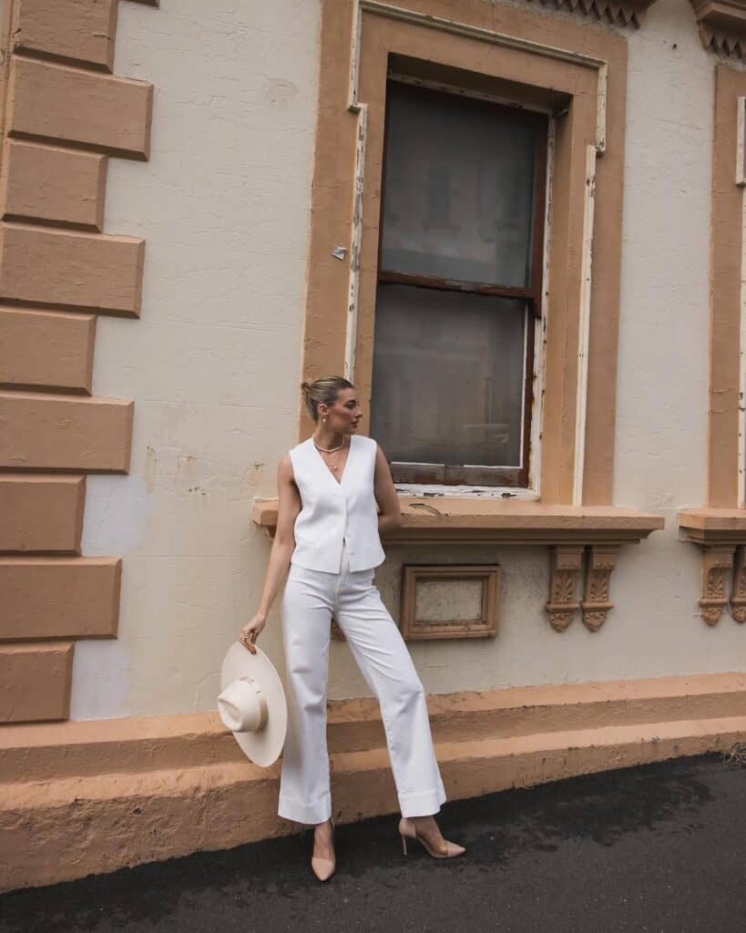 White Vest + Heels