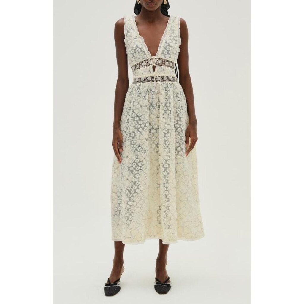 For Love & Lemons Snowflake Daisy Mesh Maxi Dress