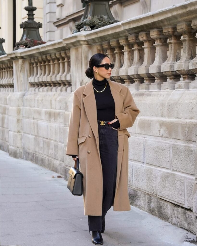 Straight Leg Jeans + Turtleneck + Coat