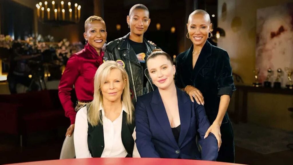 Kim and Ireland Baldwin (front row) on Red Table Talk in 2022
