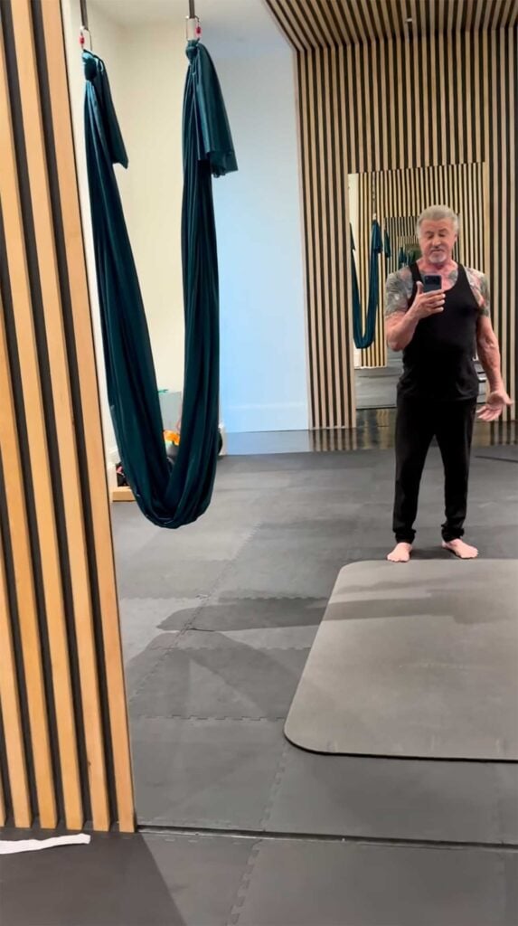 sylvester stallone 80 gym workout