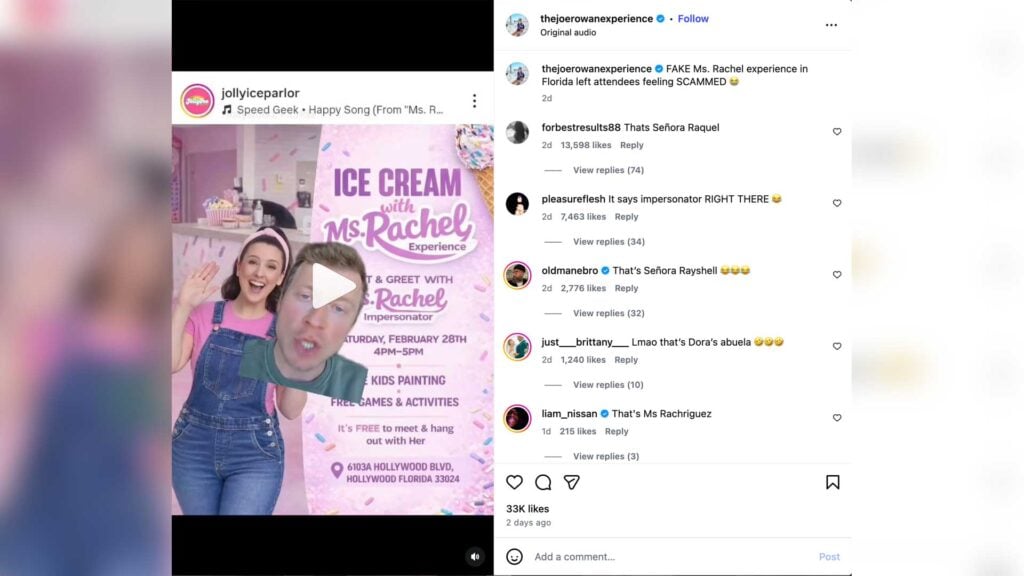 Influencer Calls Out A ‘Fake’ Ms. Rachel Event in Florida That Left Families Feeling Scammed