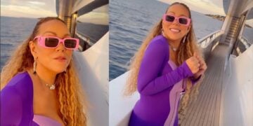 Mariah Carey 57 Birthday Purple Yacht Outfit