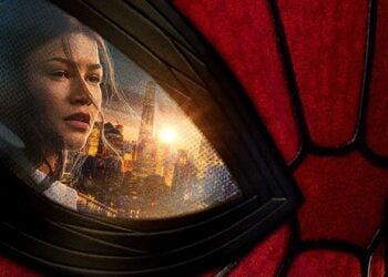 Zendaya as MJ reflected in Spider-Man's mask in Spider-Man: Brand New Day (2026)