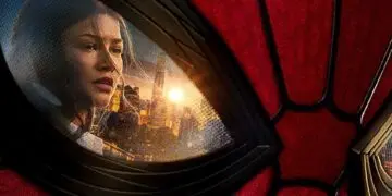 Zendaya as MJ reflected in Spider-Man's mask in Spider-Man: Brand New Day (2026)