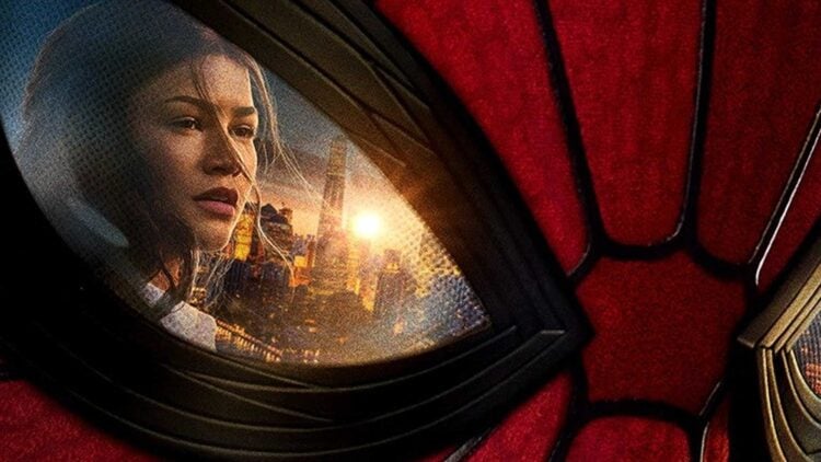 Zendaya as MJ reflected in Spider-Man's mask in Spider-Man: Brand New Day (2026)